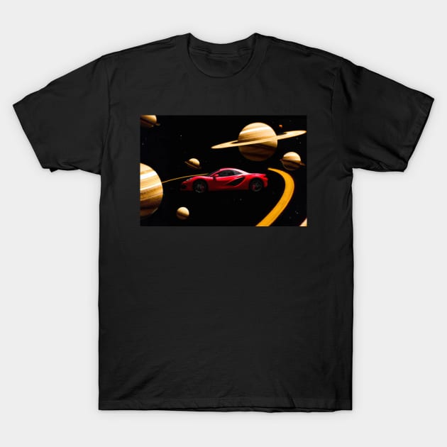 Ferrari 488 in Saturn T-Shirt by SpaceCars